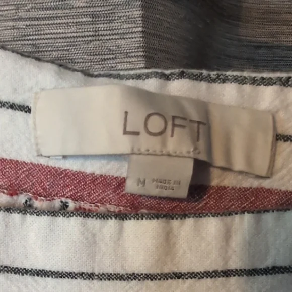 LOFT Red and White Striped Blouse - Picture 2 of 3